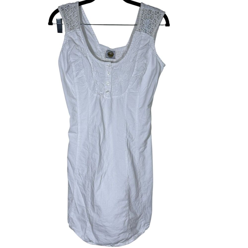 La Cotonnière White 100% Cotton Peasant Dress Size L